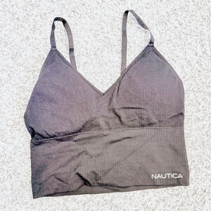 Nautica Women's Black Ribbed Sports Bra Medium